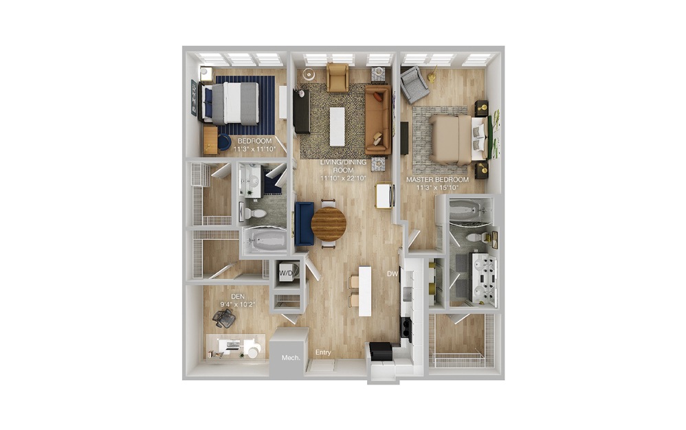  B1 2 Bed 2 Bath Floorplan